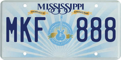 MS license plate MKF888