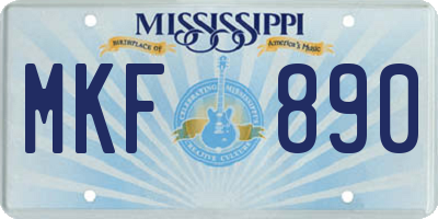 MS license plate MKF890