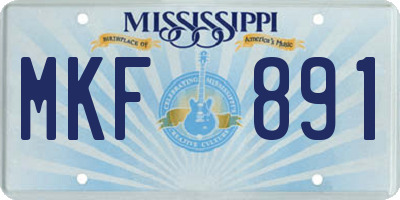 MS license plate MKF891