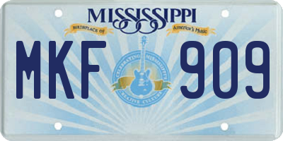 MS license plate MKF909