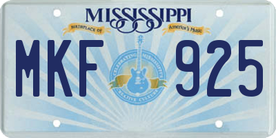 MS license plate MKF925