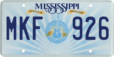MS license plate MKF926
