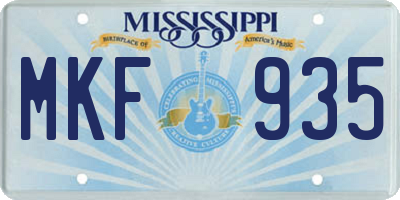 MS license plate MKF935