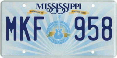 MS license plate MKF958