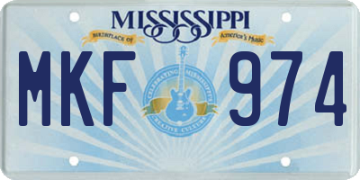 MS license plate MKF974