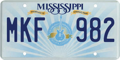 MS license plate MKF982