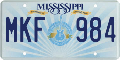 MS license plate MKF984
