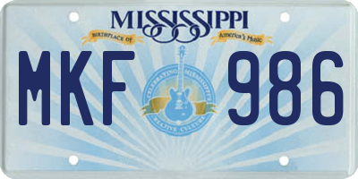 MS license plate MKF986