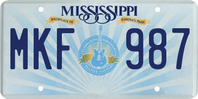 MS license plate MKF987