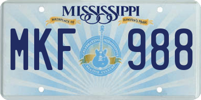 MS license plate MKF988