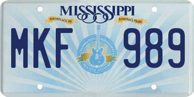 MS license plate MKF989