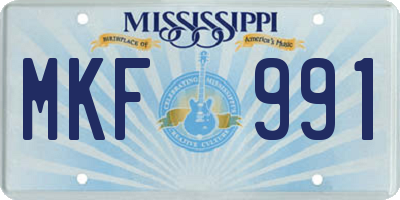 MS license plate MKF991