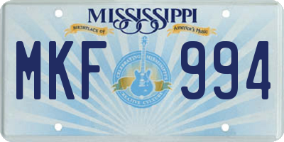 MS license plate MKF994