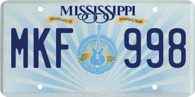 MS license plate MKF998