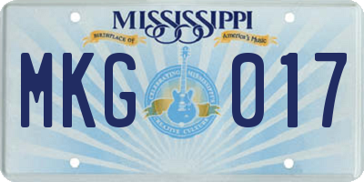 MS license plate MKG017