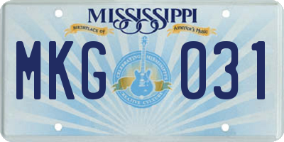 MS license plate MKG031