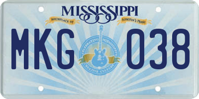 MS license plate MKG038