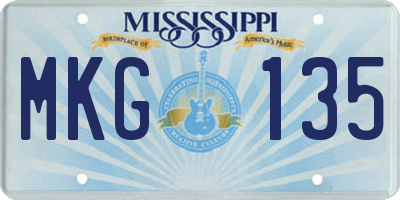 MS license plate MKG135