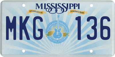 MS license plate MKG136