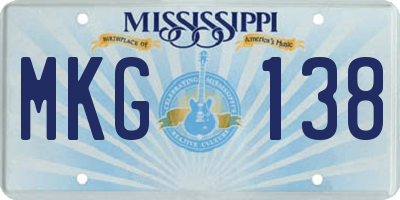 MS license plate MKG138