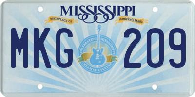 MS license plate MKG209
