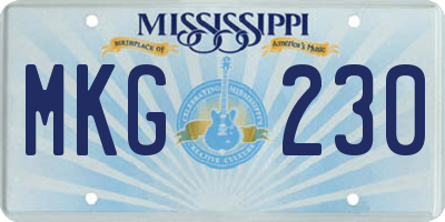 MS license plate MKG230