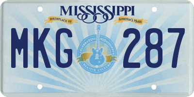 MS license plate MKG287