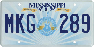MS license plate MKG289