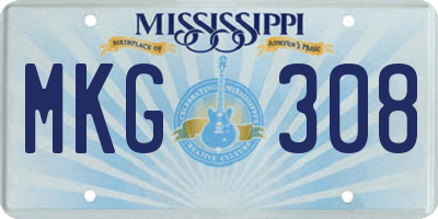 MS license plate MKG308