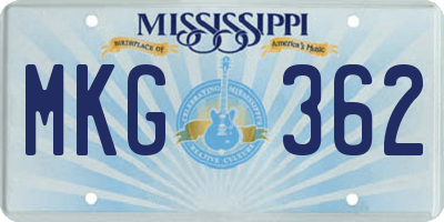 MS license plate MKG362