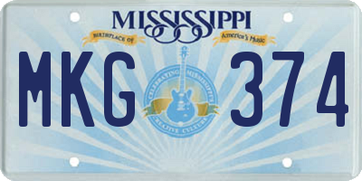 MS license plate MKG374