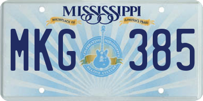 MS license plate MKG385