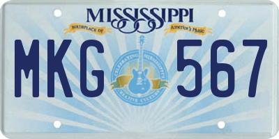 MS license plate MKG567