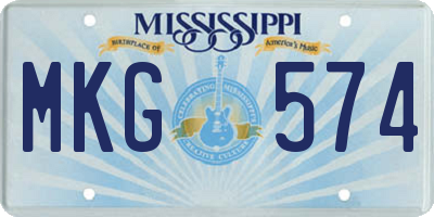 MS license plate MKG574