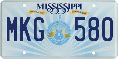 MS license plate MKG580
