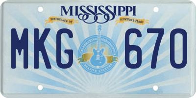 MS license plate MKG670