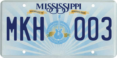 MS license plate MKH003