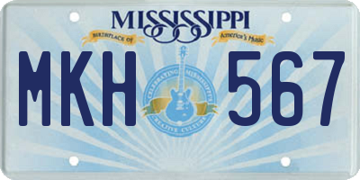 MS license plate MKH567