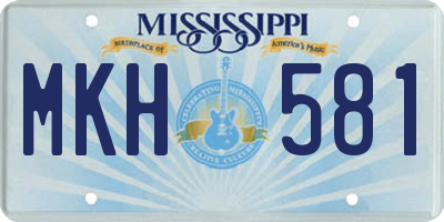 MS license plate MKH581