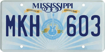 MS license plate MKH603