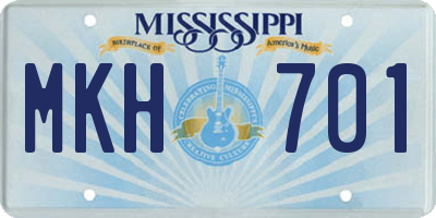 MS license plate MKH701