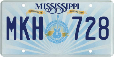 MS license plate MKH728