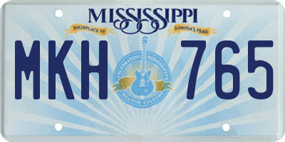 MS license plate MKH765