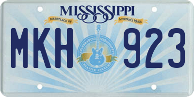 MS license plate MKH923