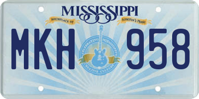 MS license plate MKH958