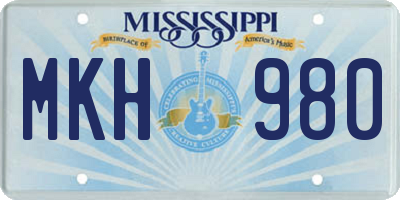 MS license plate MKH980