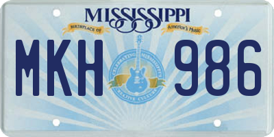 MS license plate MKH986