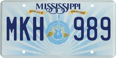 MS license plate MKH989
