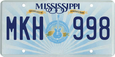 MS license plate MKH998