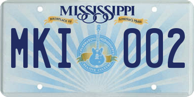 MS license plate MKI002